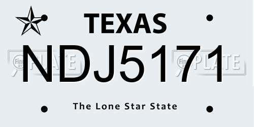 NDJ5171 Texas License Plate