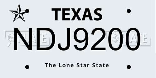 NDJ9200 Texas License Plate