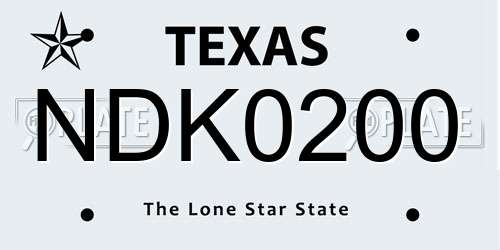 NDK0200 Texas License Plate