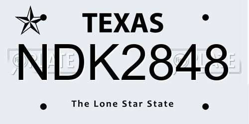 NDK2848 Texas License Plate