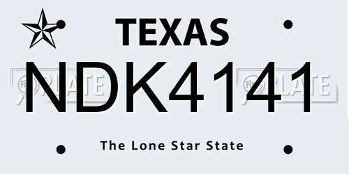 NDK4141 Texas License Plate