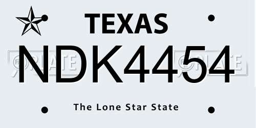 NDK4454 Texas License Plate