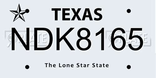NDK8165 Texas License Plate