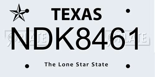 NDK8461 Texas License Plate