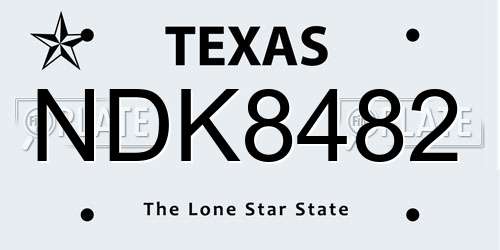 NDK8482 Texas License Plate
