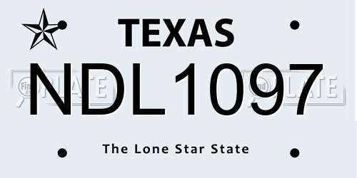 NDL1097 Texas License Plate