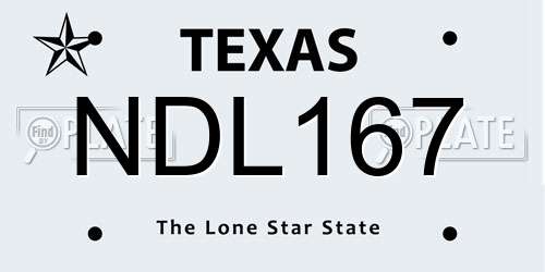 NDL167 Texas License Plate