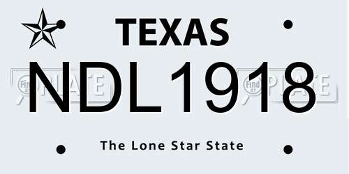 NDL1918 Texas License Plate