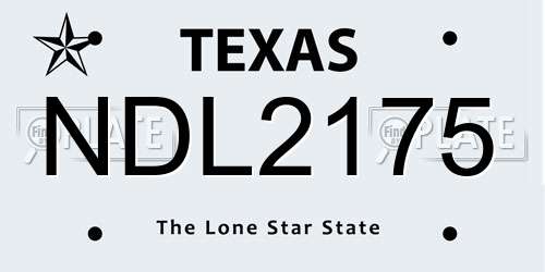 NDL2175 Texas License Plate