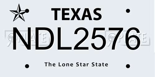 NDL2576 Texas License Plate