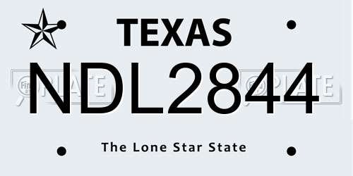 NDL2844 Texas License Plate