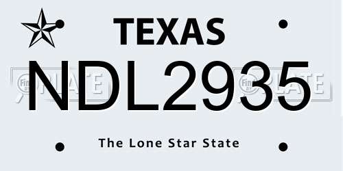 NDL2935 Texas License Plate