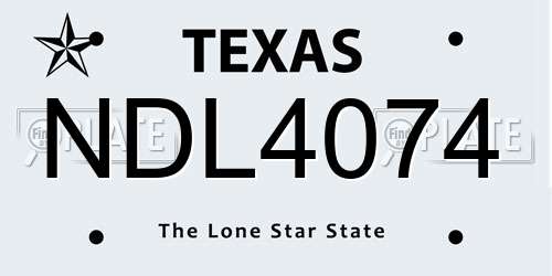 NDL4074 Texas License Plate