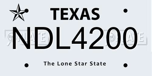 NDL4200 Texas License Plate