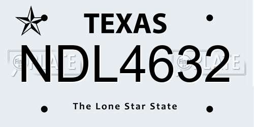 NDL4632 Texas License Plate