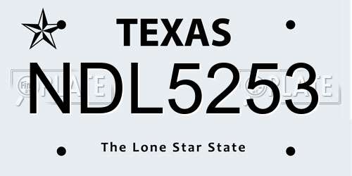 NDL5253 Texas License Plate