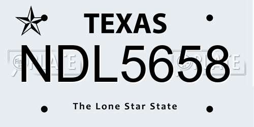 NDL5658 Texas License Plate