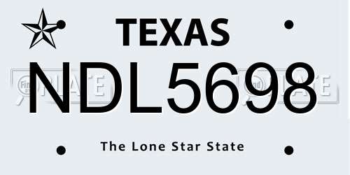 NDL5698 Texas License Plate