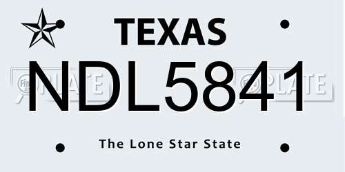 NDL5841 Texas License Plate