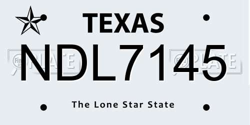 NDL7145 Texas License Plate