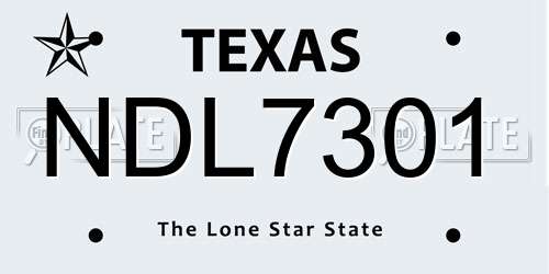 NDL7301 Texas License Plate
