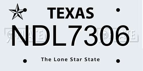 NDL7306 Texas License Plate