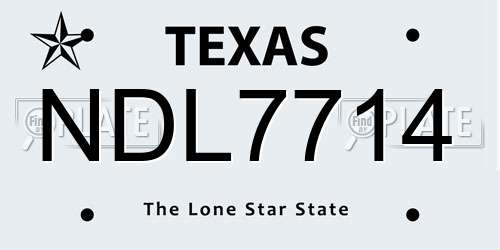 NDL7714 Texas License Plate