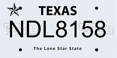 NDL8158 Texas License Plate