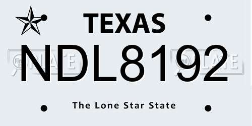 NDL8192 Texas License Plate