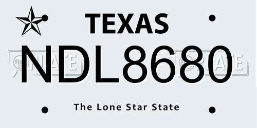 NDL8680 Texas License Plate