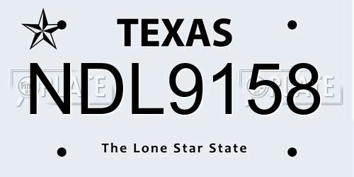 NDL9158 Texas License Plate