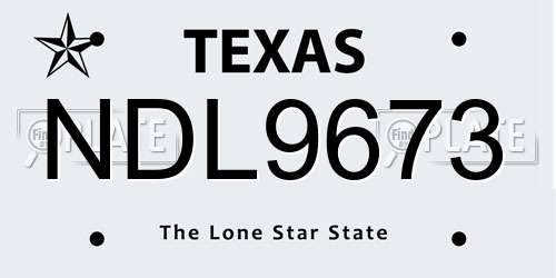 NDL9673 Texas License Plate