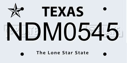 NDM0545 Texas License Plate