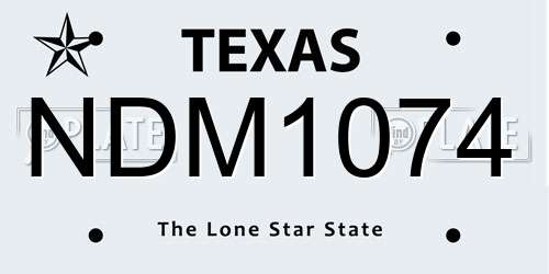 NDM1074 Texas License Plate