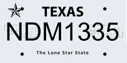 NDM1335 Texas License Plate