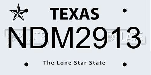 NDM2913 Texas License Plate