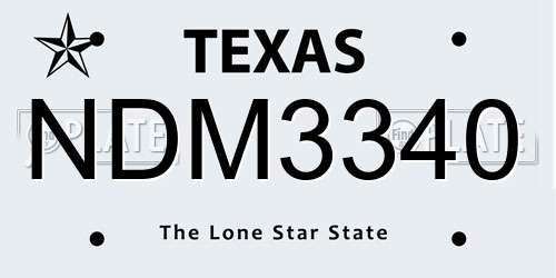 NDM3340 Texas License Plate