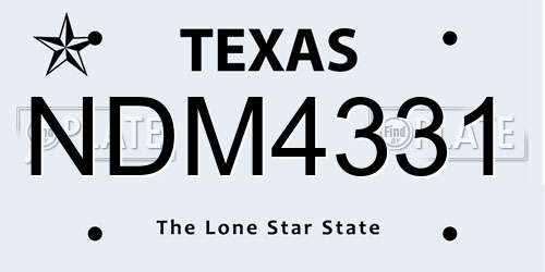 NDM4331 Texas License Plate