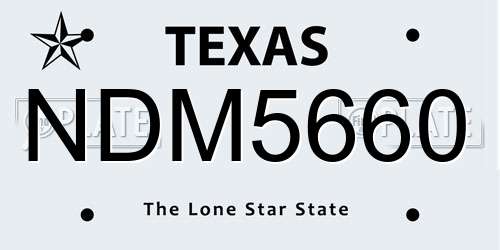NDM5660 Texas License Plate