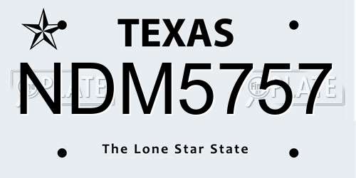 NDM5757 Texas License Plate