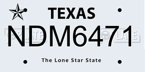 NDM6471 Texas License Plate