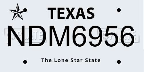 NDM6956 Texas License Plate