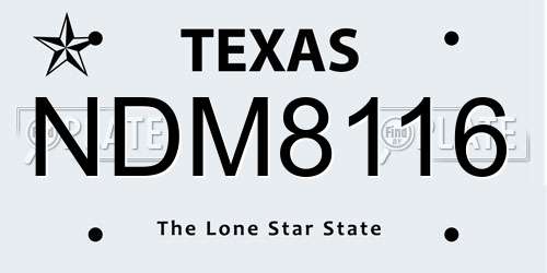 NDM8116 Texas License Plate