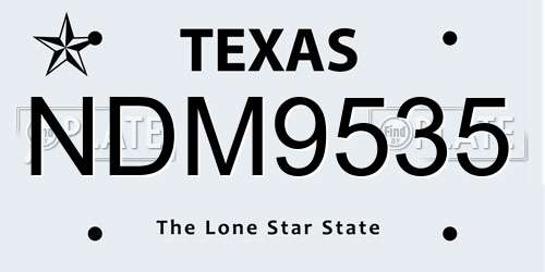 NDM9535 Texas License Plate