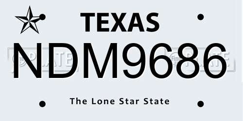 NDM9686 Texas License Plate