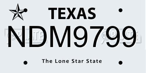 NDM9799 Texas License Plate