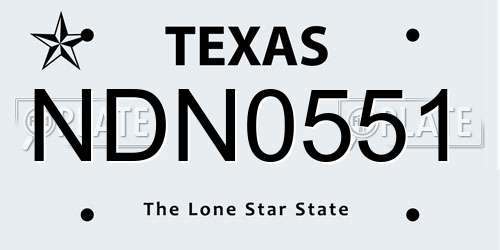 NDN0551 Texas License Plate