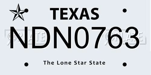 NDN0763 Texas License Plate