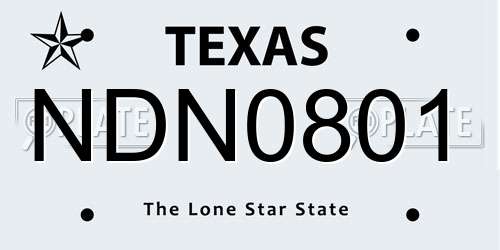 NDN0801 Texas License Plate