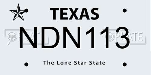 NDN113 Texas License Plate